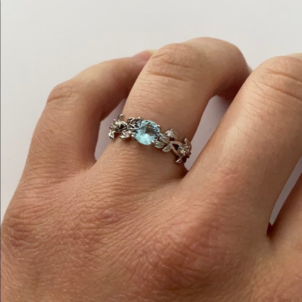 White Sapphire simulated Rings Band Silver 925